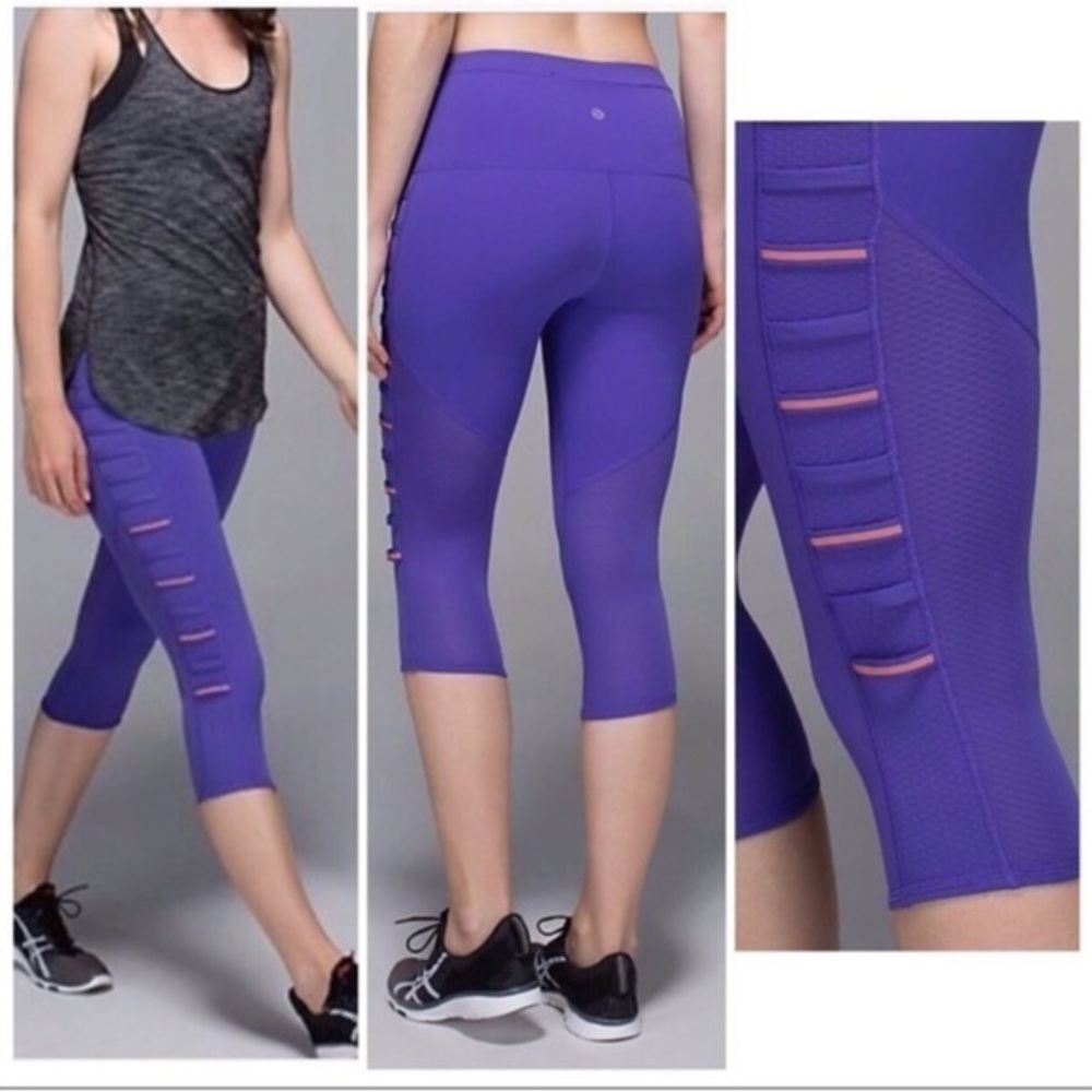 Lululemon | Breezy Cropped Reflective Leggings in Iris Flower 4